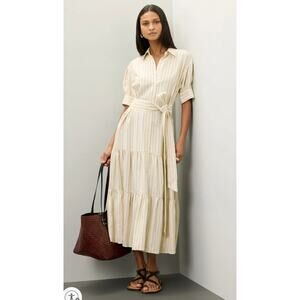 Marissa Webb x RTR Off White Tie Waist Linen Dress